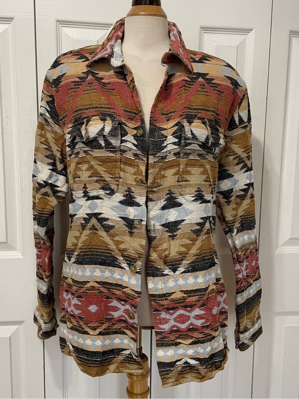 Urban Outfitters Multi-Color Tribal Print Woven Shirt Jacket